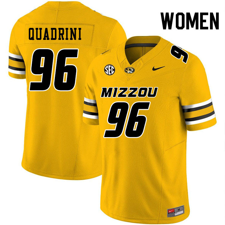 Women #96 Nick Quadrini Missouri Tigers College Football Jerseys Stitched-Gold